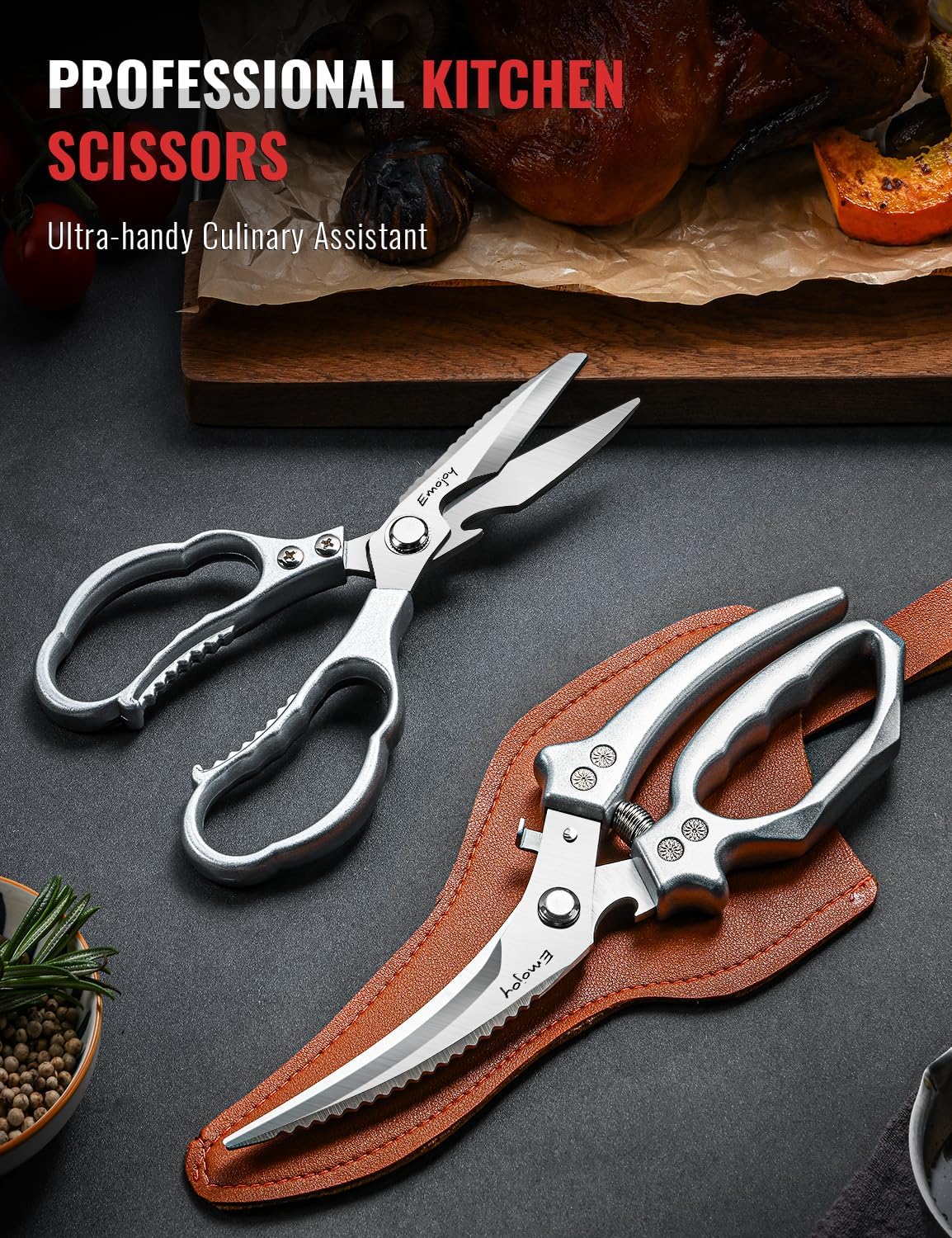 Juego de tijeras de cocina Emojoy 2 piezas acero inoxidable multiusos
