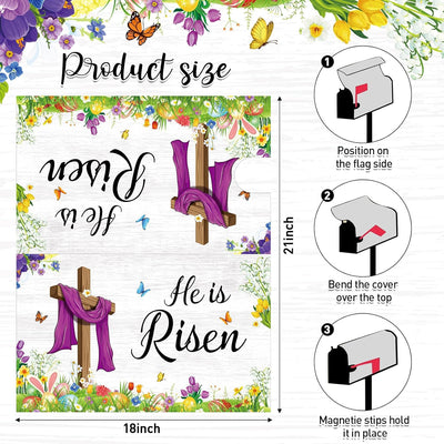 Funda magnética buzón Pascua 20x18pulg texto He is Risen