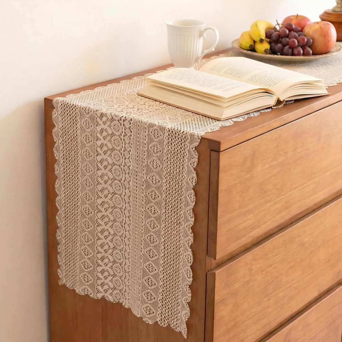 Cubierta corredor 13x70.8pulg encaje bohemio beige