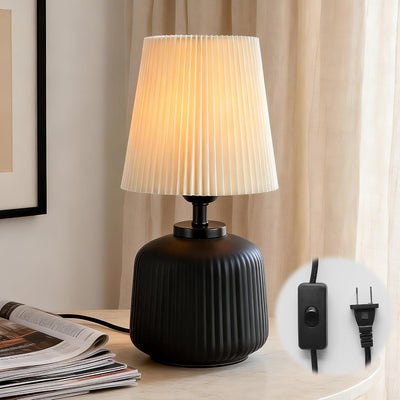 Lámpara mesa cerámica 13.5pulg cable 5.25ft E26 tela sala noche
