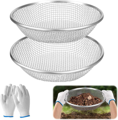 2 Tamices Malla 1/4pulg Jardinería Compost Cubos 5gal