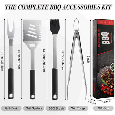 Kit herramientas parrilla acero inox espátula tenedor