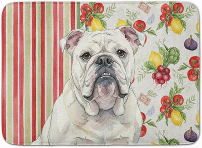 Tapete cocina foam viscoelástico diseño bulldog blanco lavable