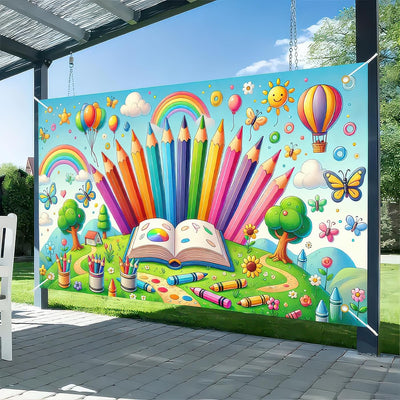 Cartel bienvenida regreso a clases 71x43pulg decoración aula