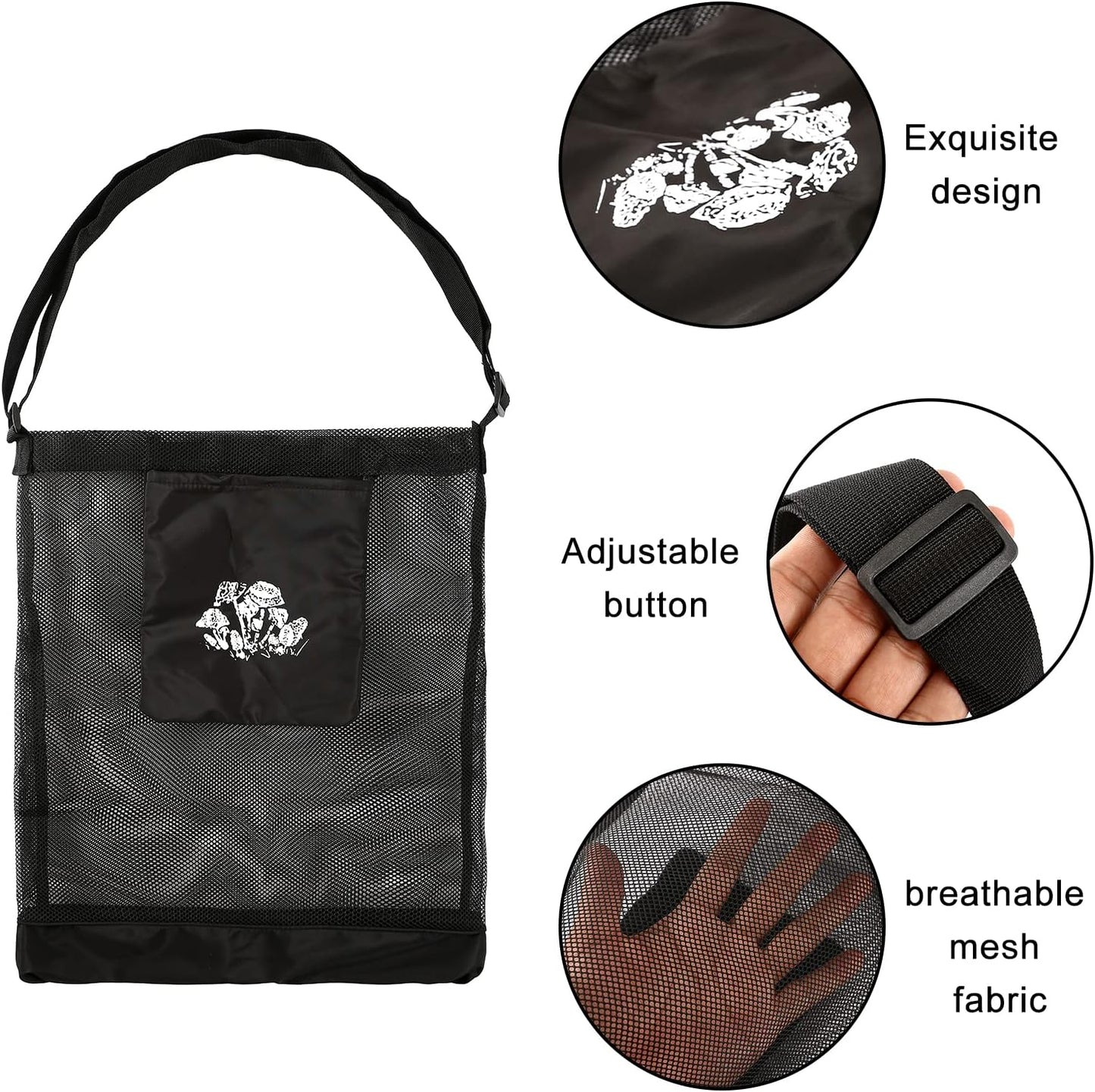 Bolsa recolección hongos malla plegable cesta frutas