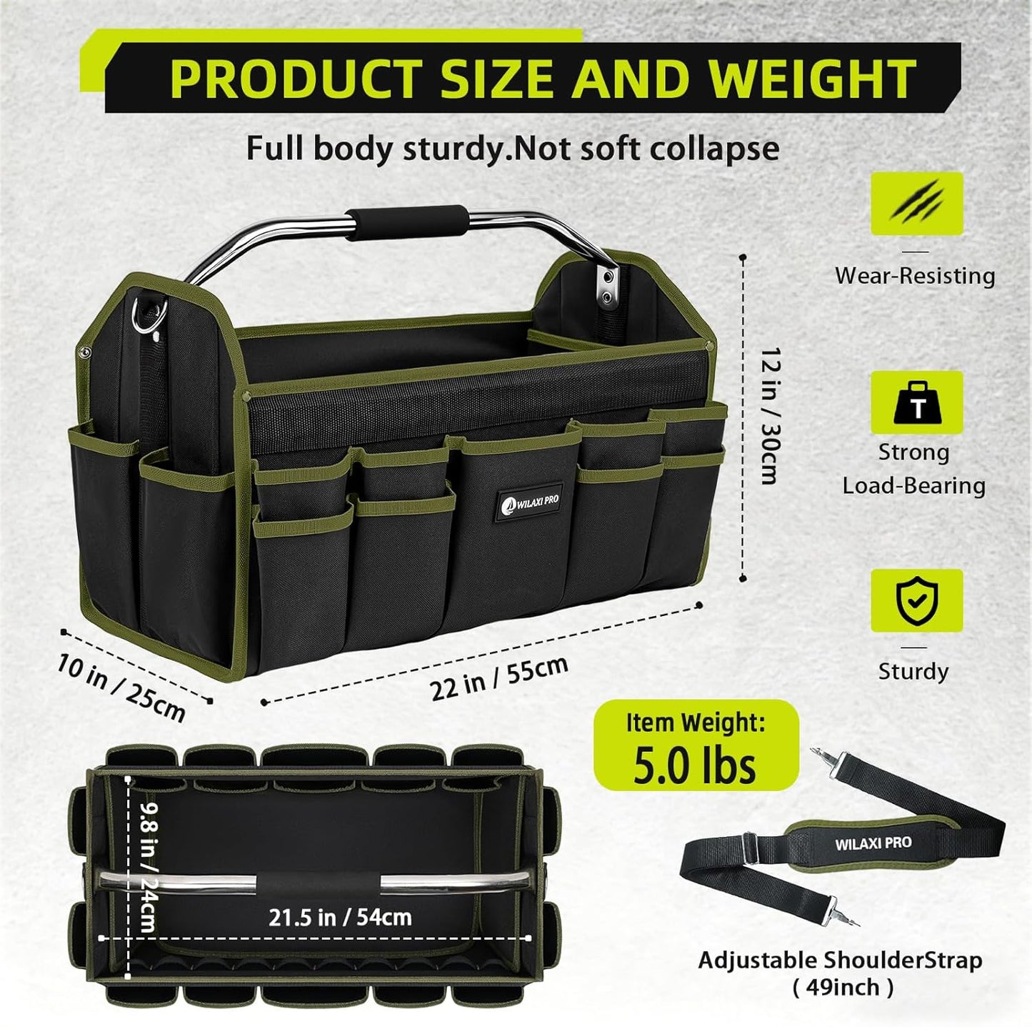 Bolsa herramientas 22pulg 33 bolsillos plegable con asa