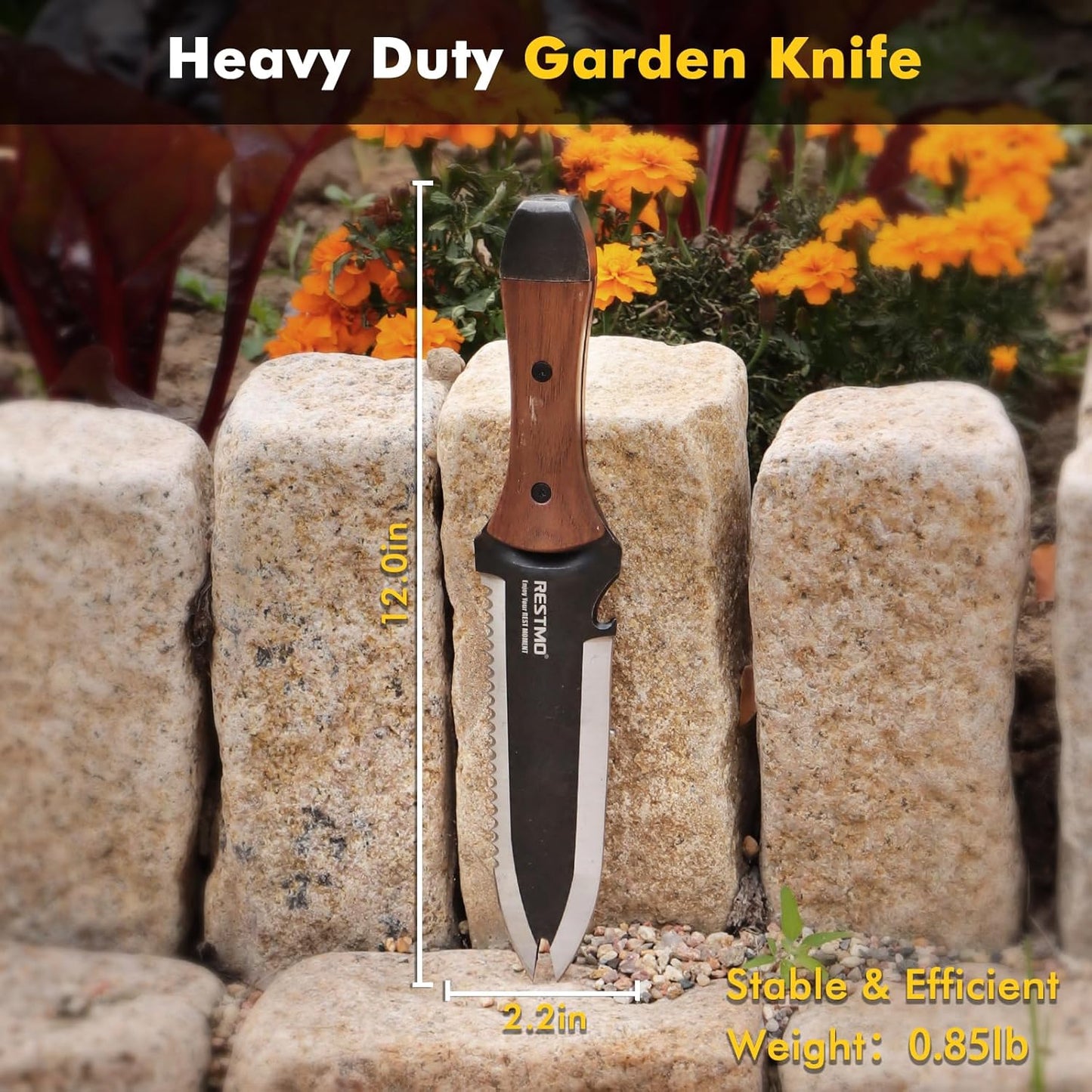 Cuchillo jardín Hori Hori acero inox doble punta