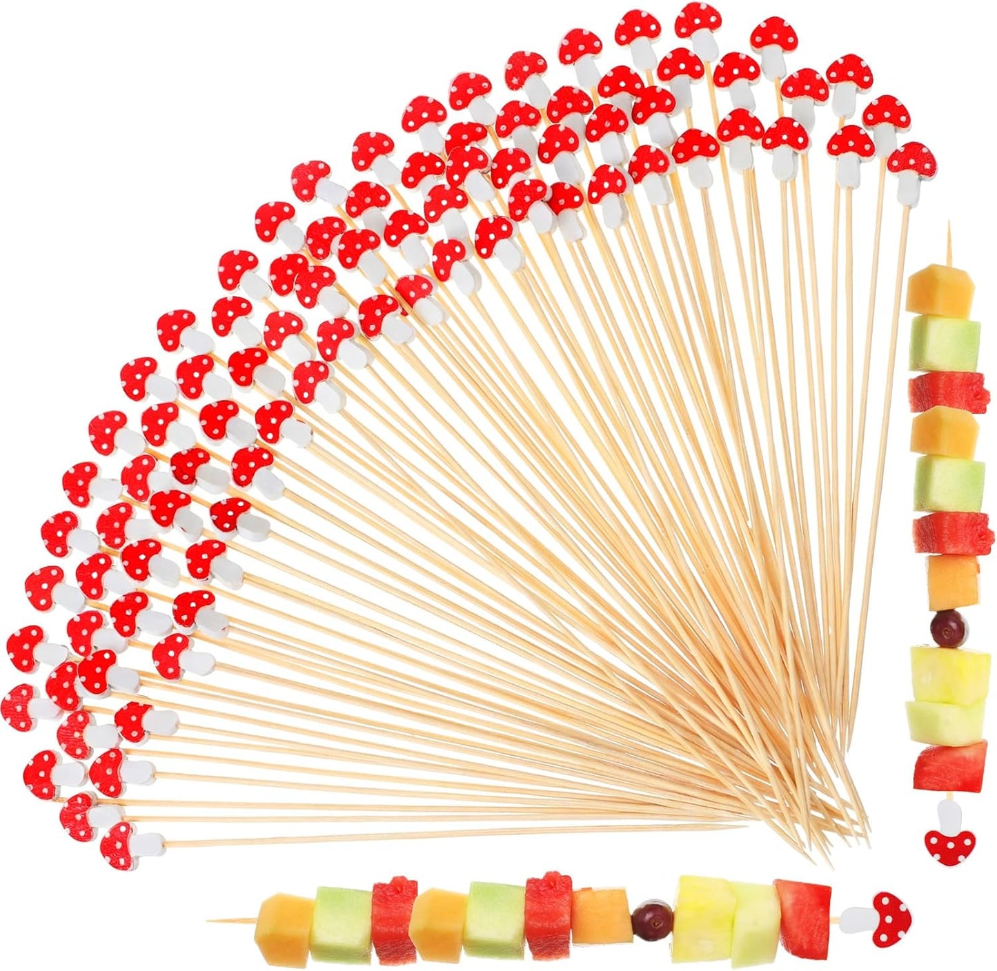 Palillos de cóctel de hongos 8 pulgadas para aperitivos y decoración