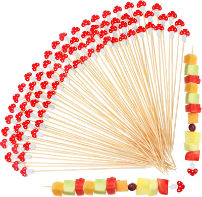 Palillos de cóctel de hongos 8 pulgadas para aperitivos y decoración