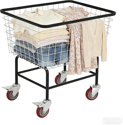 Carrito lavandería grande con ruedas 2 cargas acero galvanizado