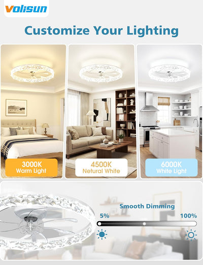 Ventilador techo bajo con luces LED 24pulg control remoto