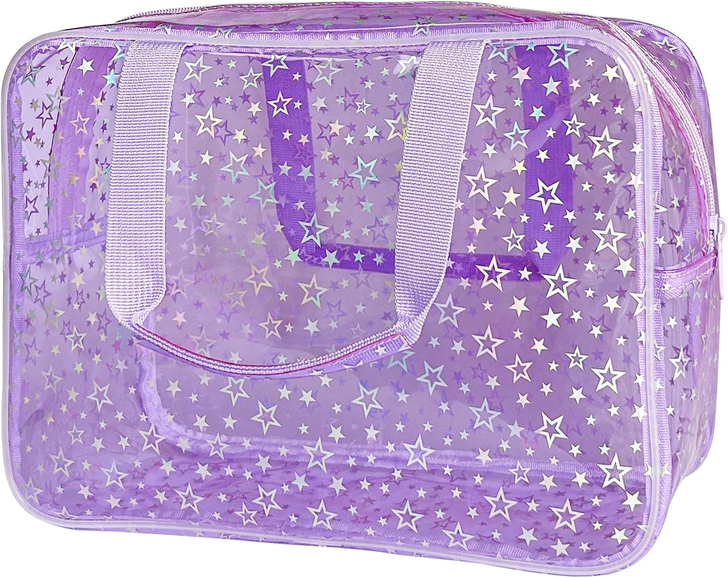 Bolsa cosméticos viaje con asa cremallera duradera Púrpura