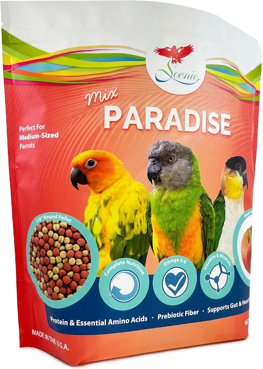 Alimento para loros 3.5lb pellets 1/4pulg completa Sun Conures