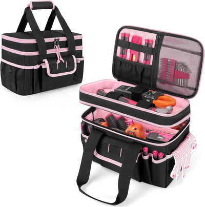 Bolsa herramientas mujer organizadora doble capa divisor negro