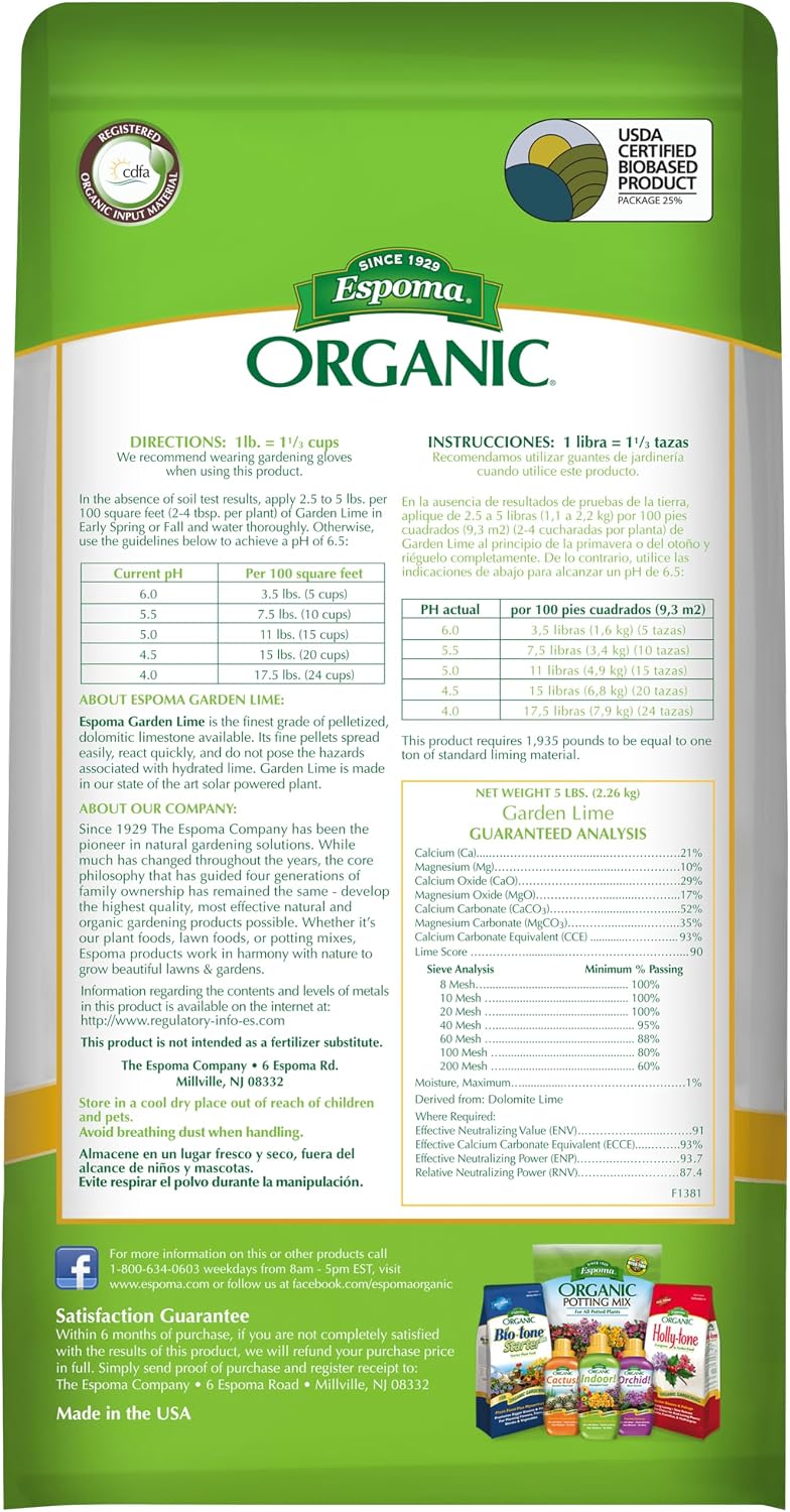 Lima dolomítica para jardinería orgánica 5lb