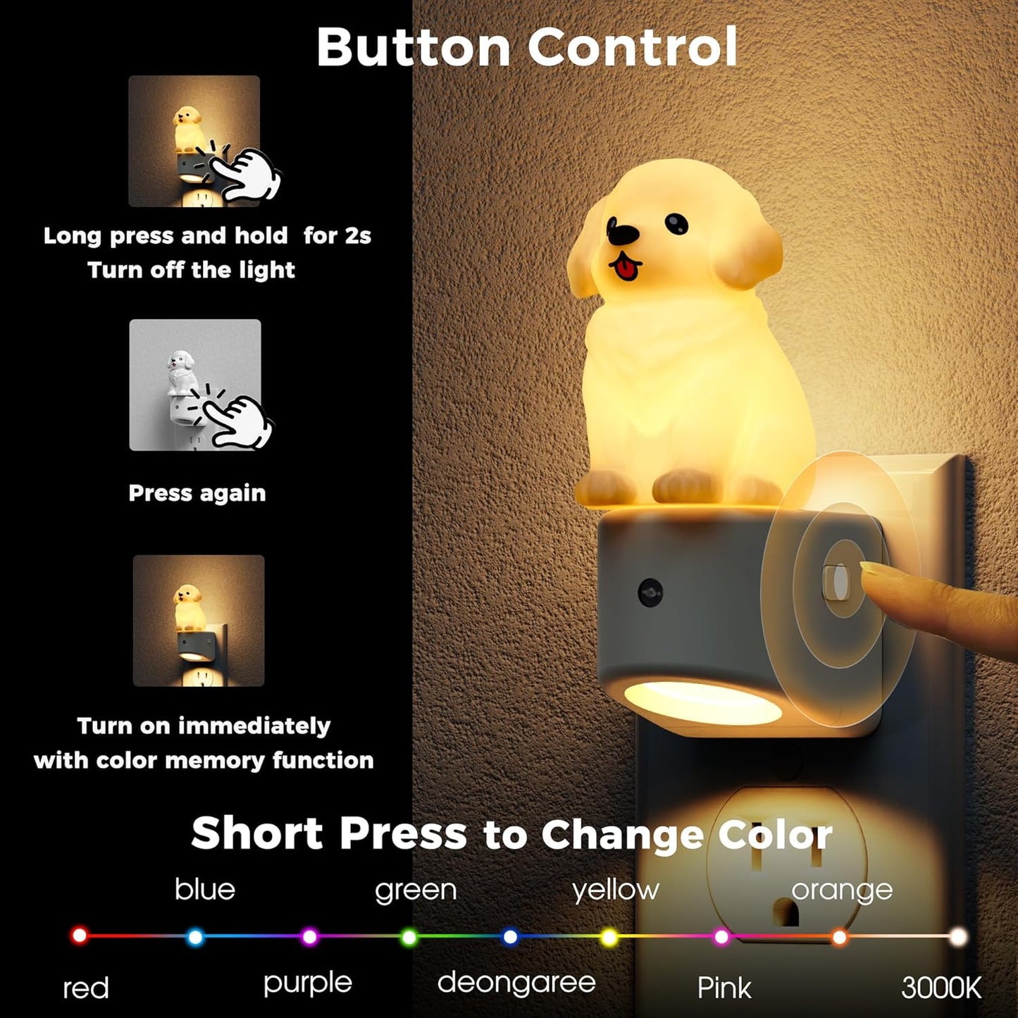 Luz Nocturna para Perros 3D Golden Retriever Sensor Amanecer