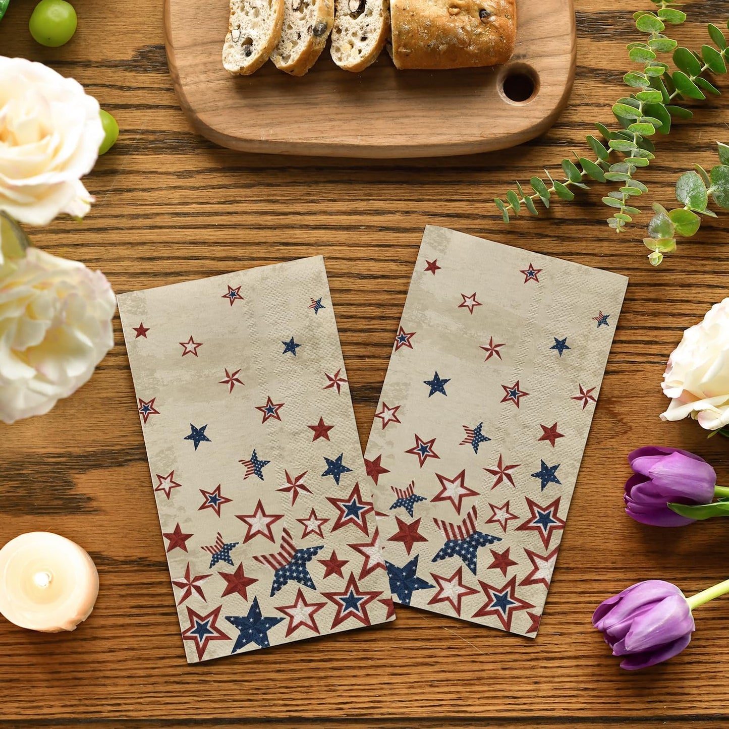 50 Pzas Servilletas Papel 4 de Julio Estrellas Patrióticas