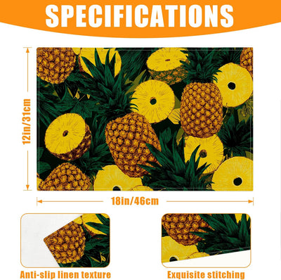 Juego de 6 manteles hawaianos tropicales de piña 12 x 18 pulgadas
