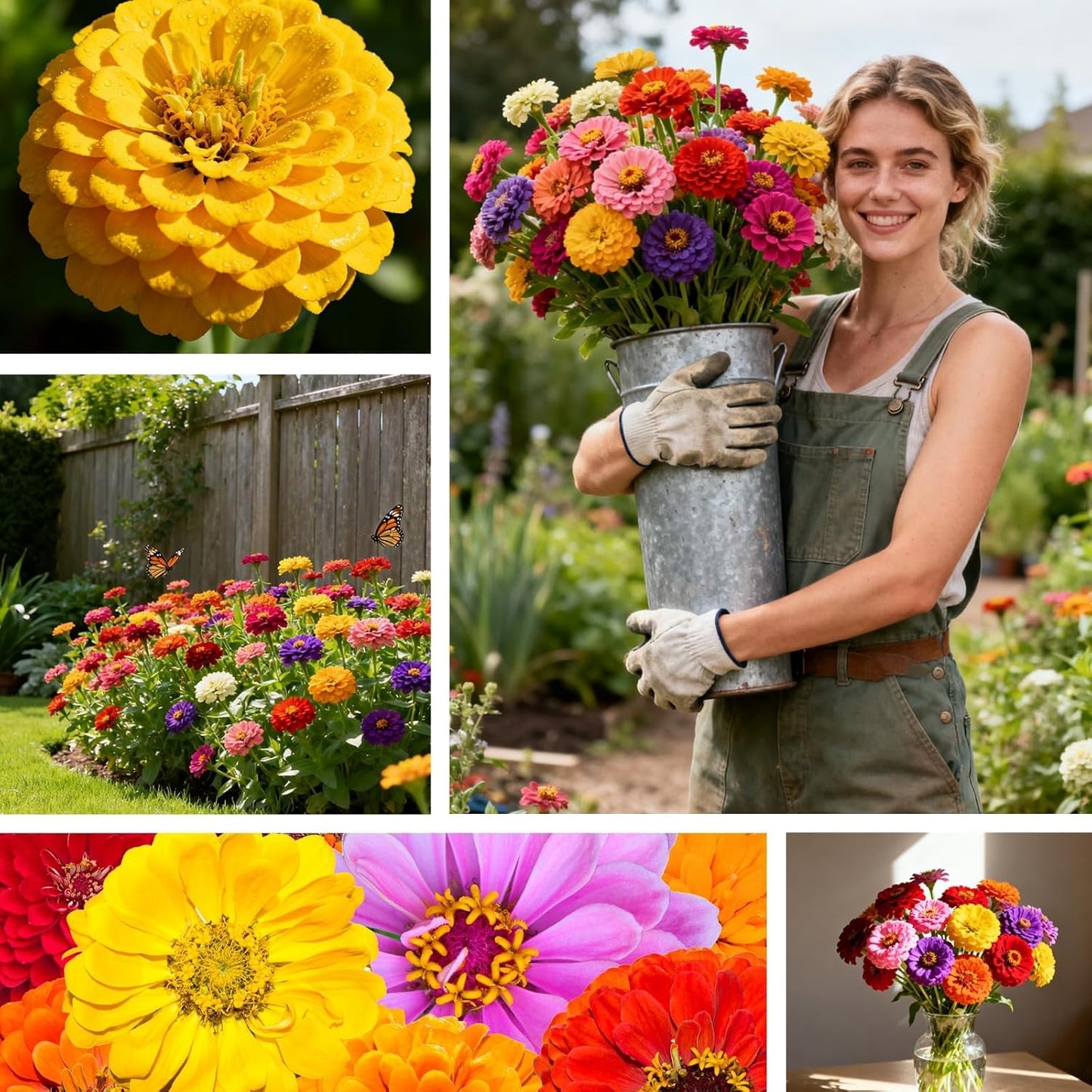 1000 semillas zinnia 2026 5 variedades colores mixtos