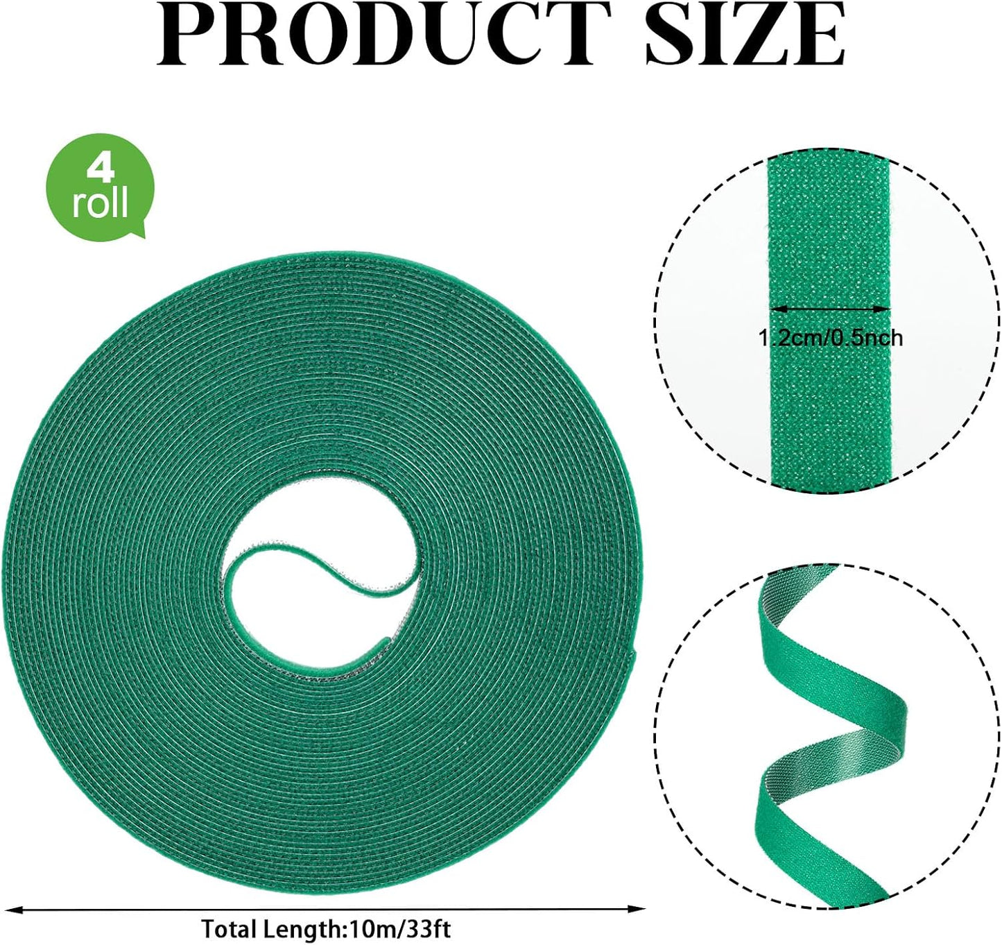 4 Rollos Cinta Adhesiva para Plantas Trepadoras 1/2pulg Reutilizable