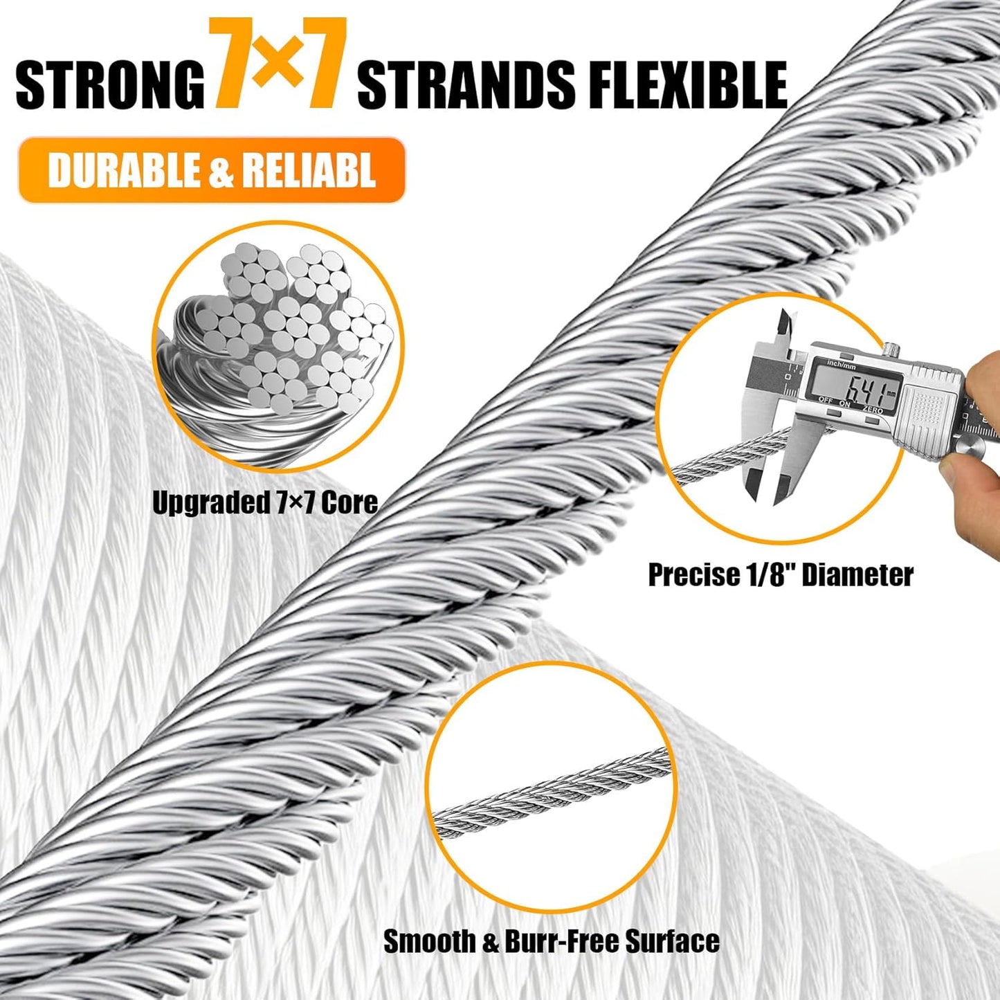 Cable acero inox T316 300ft 1/8pulg para barandilla valla