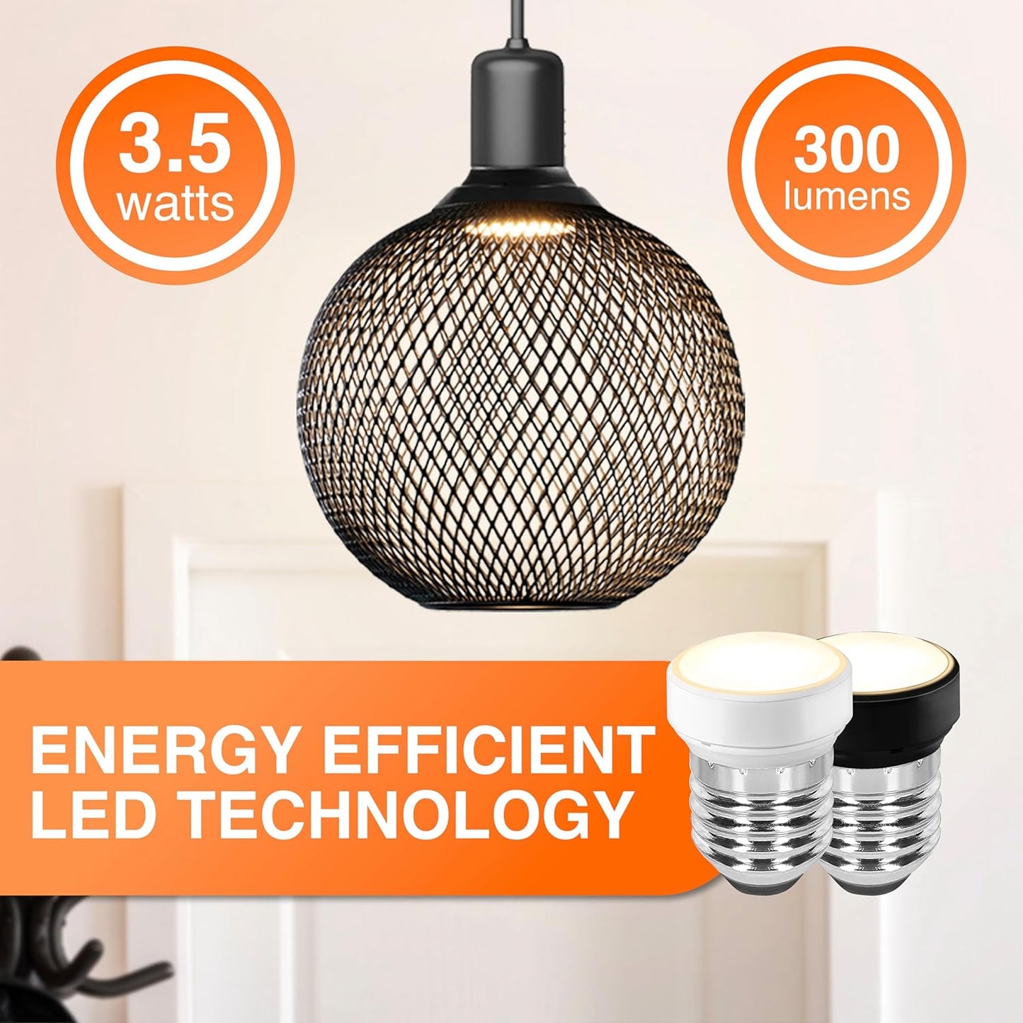 Bombilla LED plana E26 3.5W 3000K blanco cálido pack 2