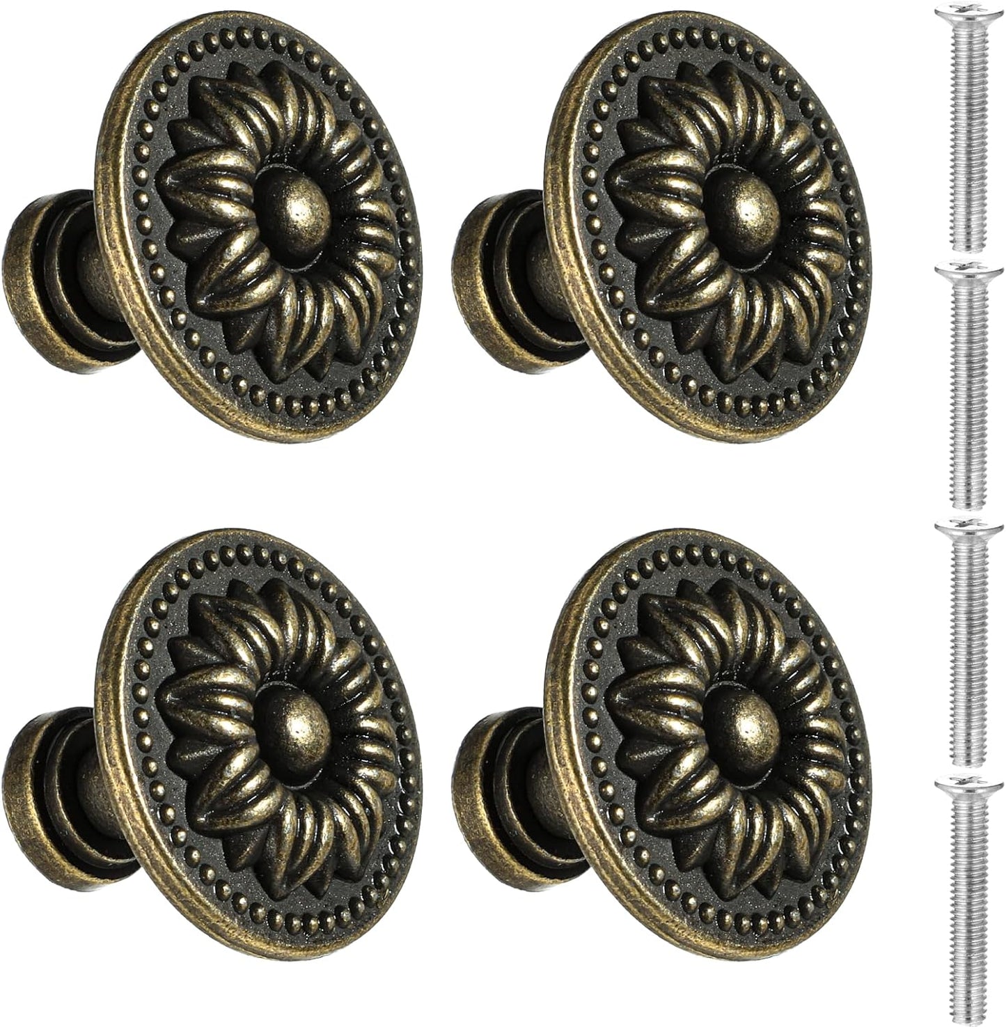 4 Pomas Cajón Vintage Flor Bronce Antiguo Muebles