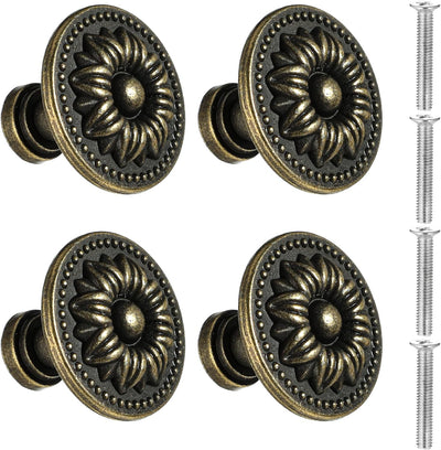 4 Pomas Cajón Vintage Flor Bronce Antiguo Muebles