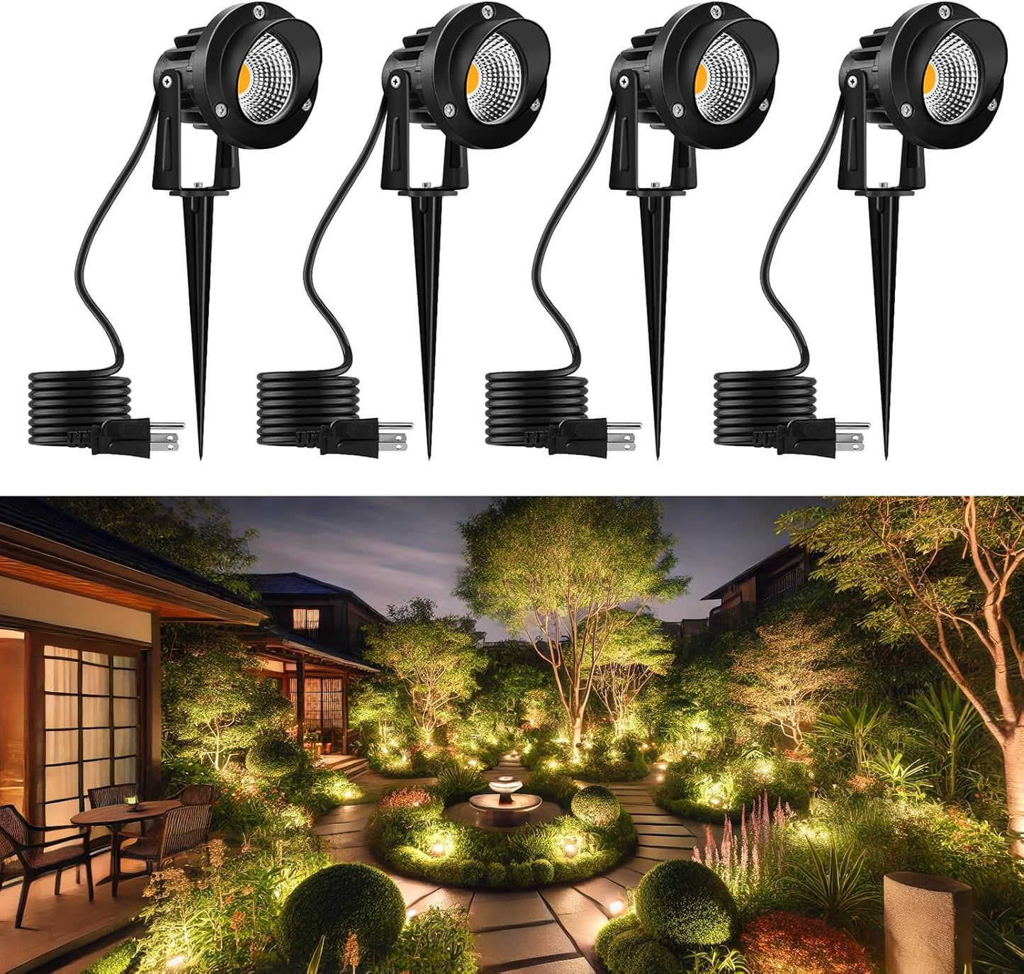 Foco LED 12W 3000K blanco cálido IP65 para patio jardín