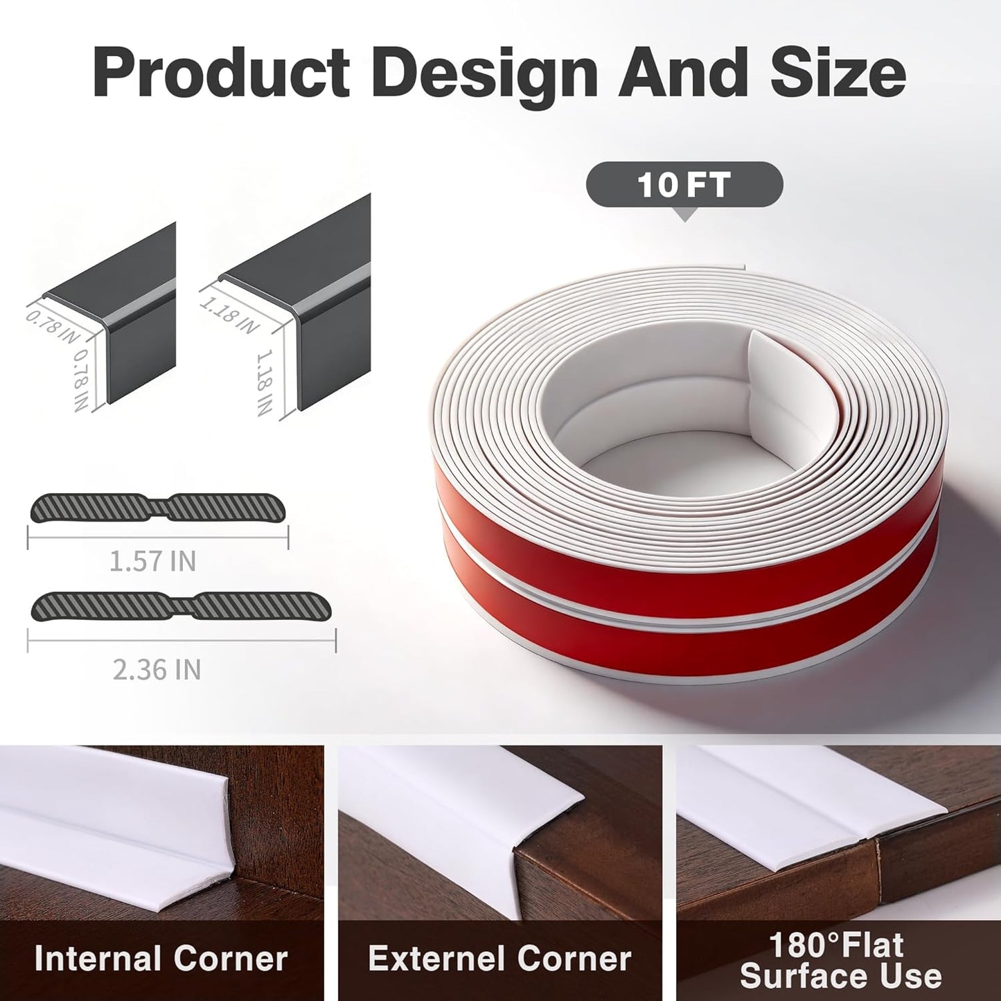 Tira protectora esquina flexible autoadhesiva 1.57pulg