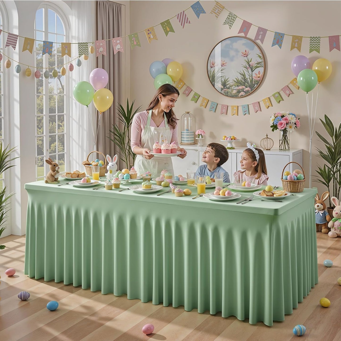 6 Pzas Funda Mesa 30x96pulg Poliéster Sin Arrugas Bodas