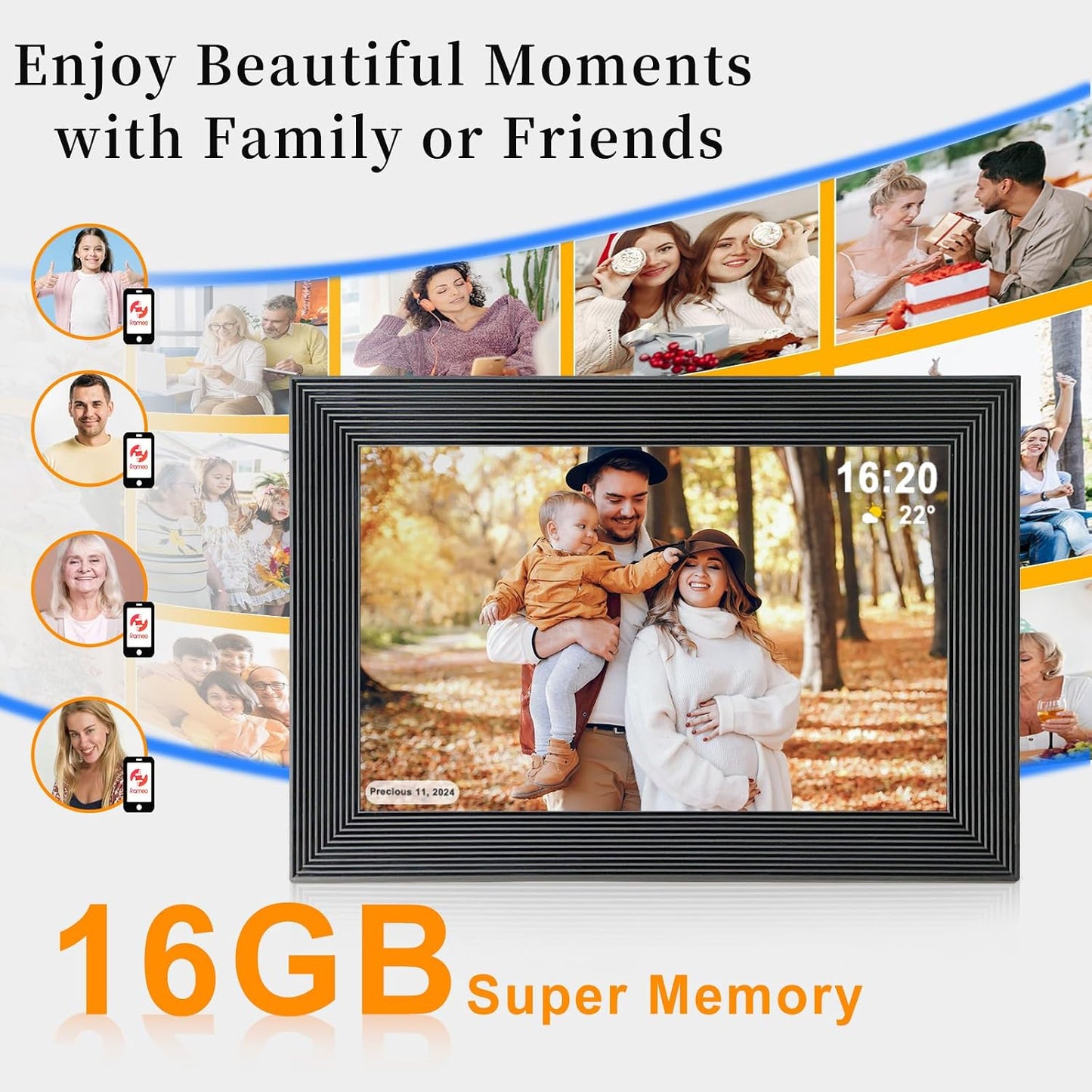 Marco fotos digital Frameo 10.1pulg WiFi 16GB negro