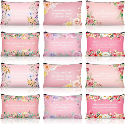 12 bolsas cosméticos lona 9x6pulg cremallera viaje mujer