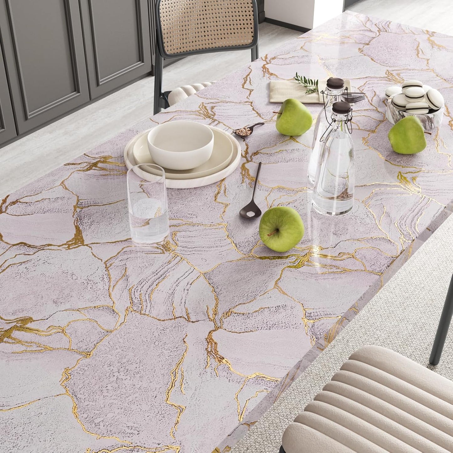 Papel adhesivo mármol rosa impermeable para encimeras y mesas