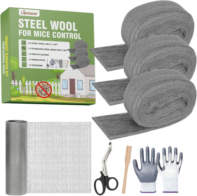 Kit control ratones lana acero 3uds + malla inox