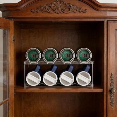 Organizador de botellas de agua 2 niveles para gabinete apilable