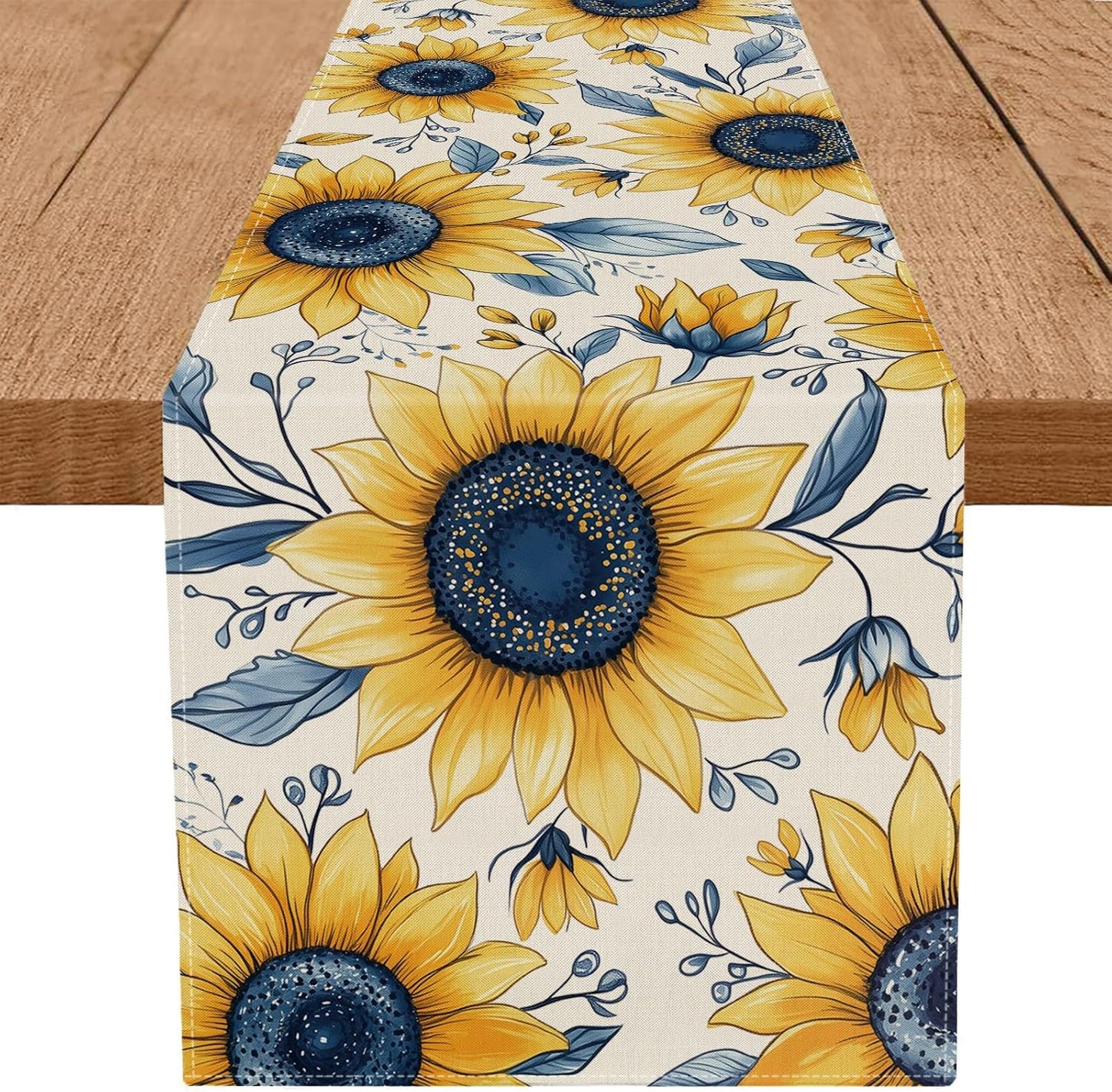 Camino de mesa de verano con girasoles para decoración de vacaciones