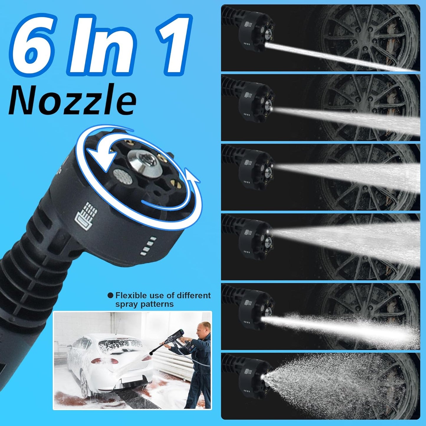 Wassher inalámbrico 1450PSI con 2 baterías 4.0 Ah