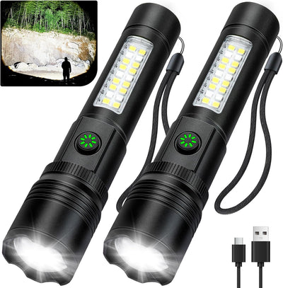 Linterna LED 99000LM recargable USB impermeable set 2