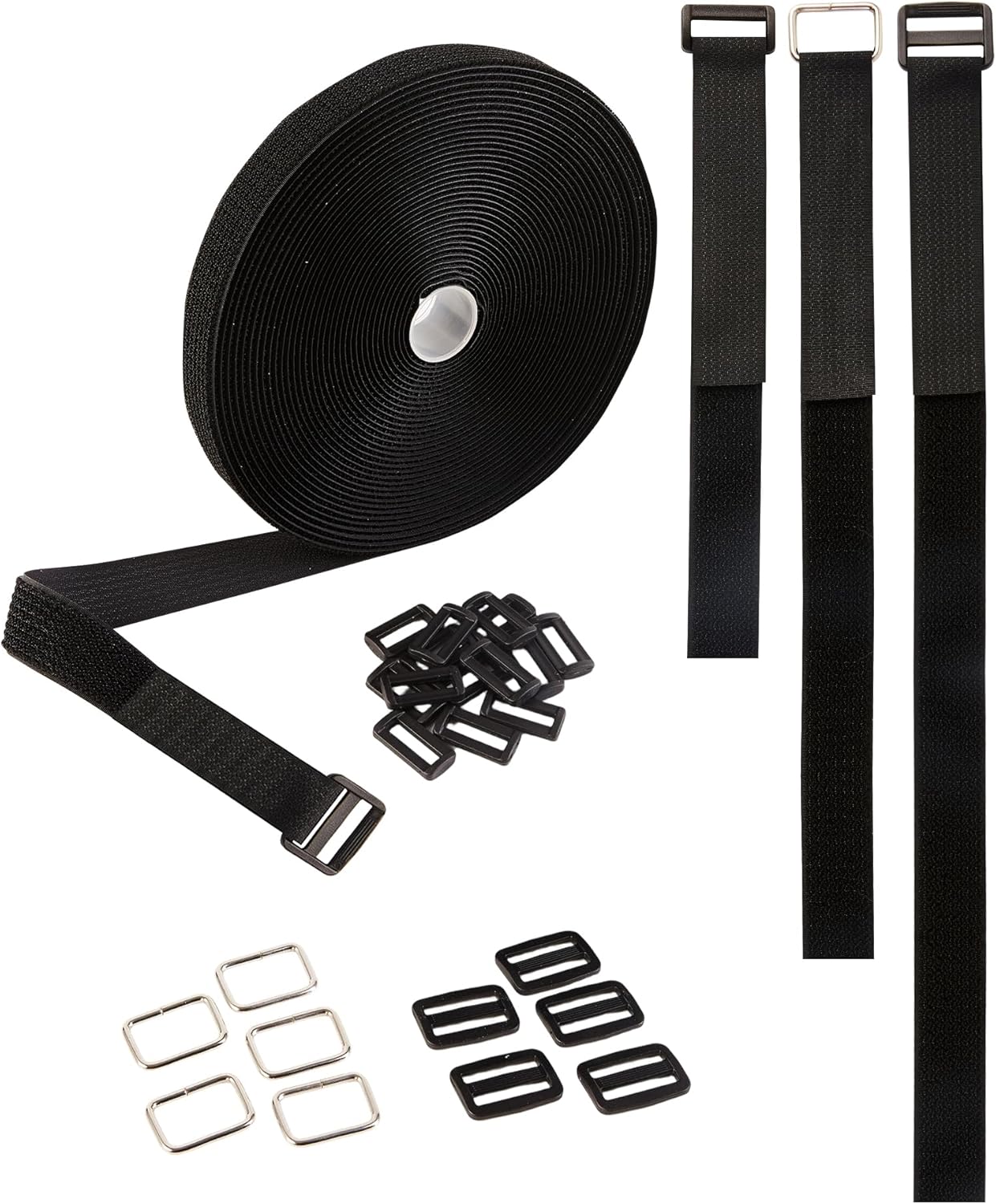 Cinta ajustable para organizador y cableado negra