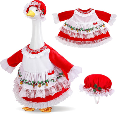 2 Pzas Vestidos Mrs. Claus con Sombrero para Decoración Navidad