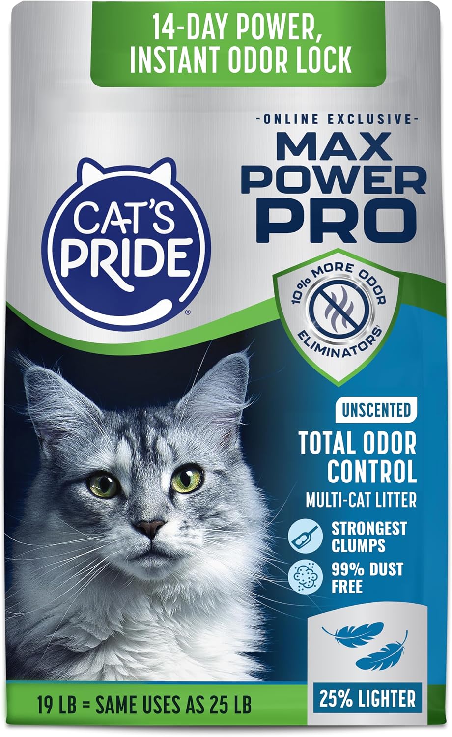 Control de olores para gatos múltiples 14 días sin polvo
