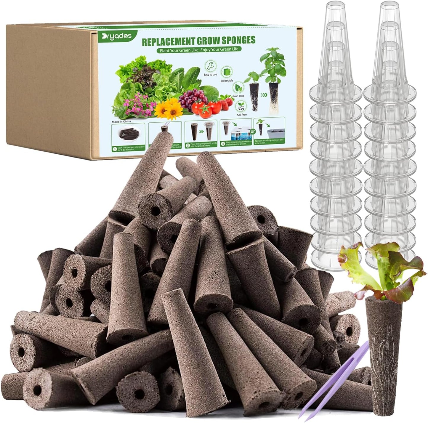 Kit cultivo hidropónico 101 pzas 80 esponjas 20 cestas