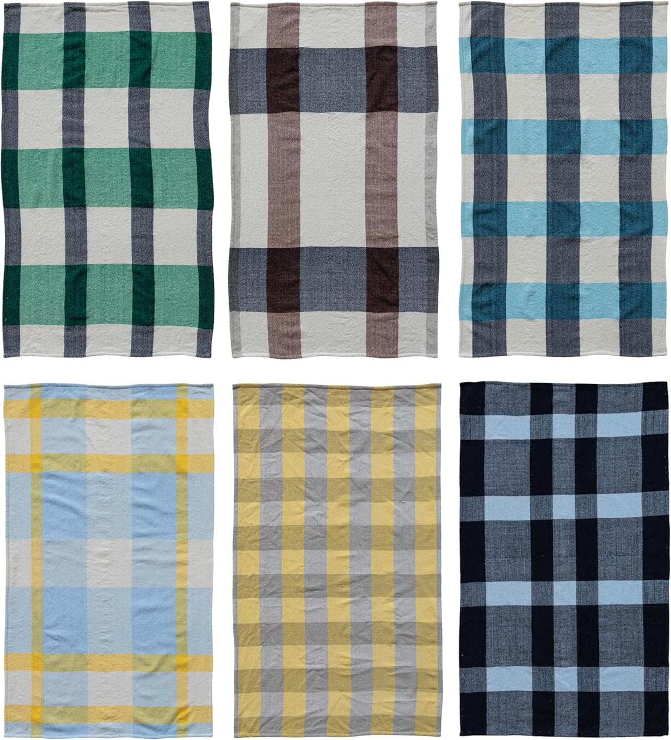 6 Pzas Toallas de té microfibra estampado gingham multicolor