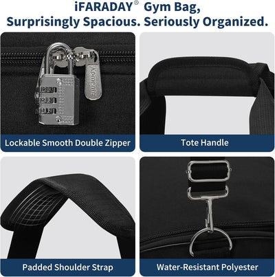 Bolsa gimnasio hombre 52L con compartimento zapatos Negro
