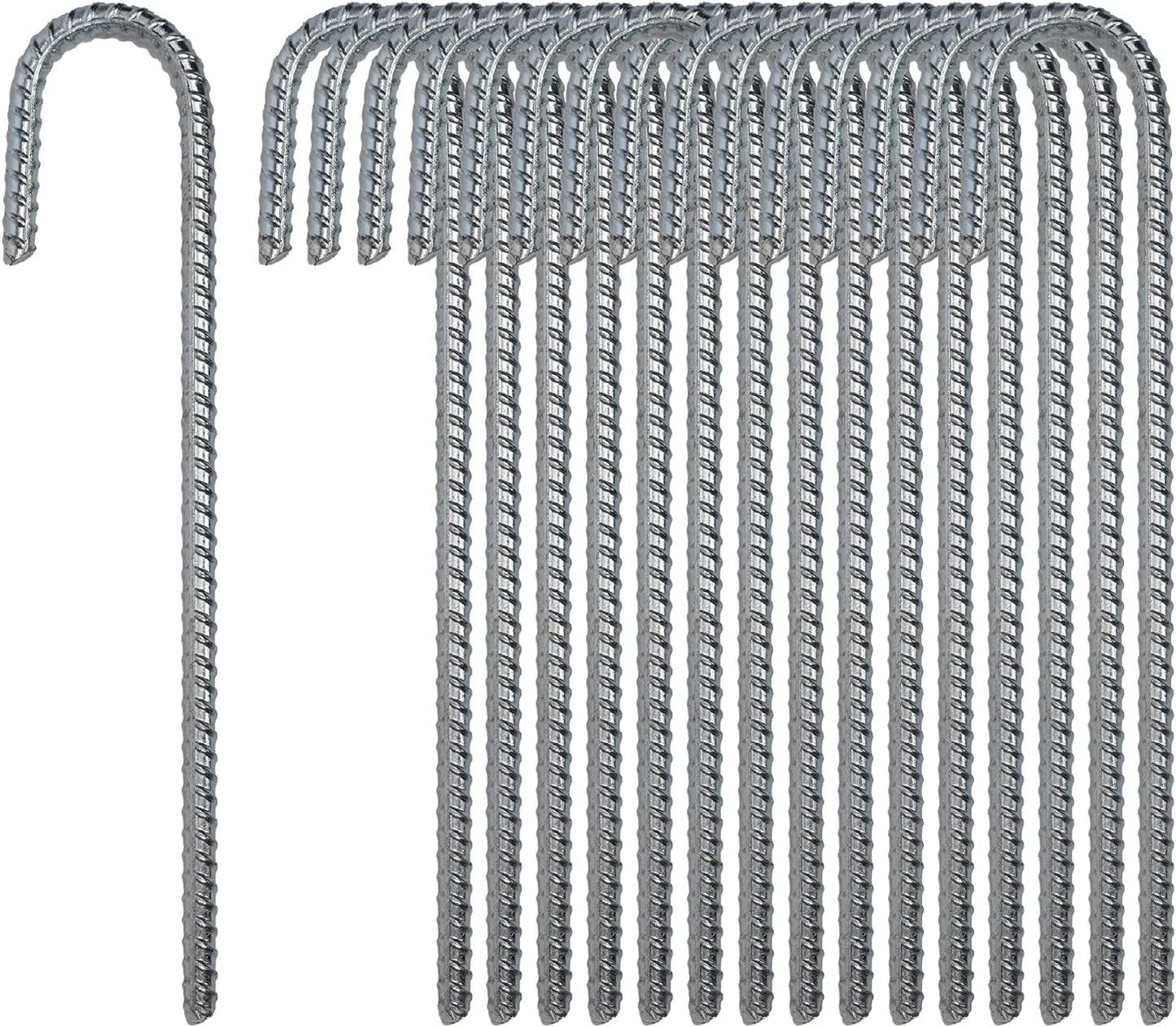 Juego estacas acero inox 12pulg con gancho