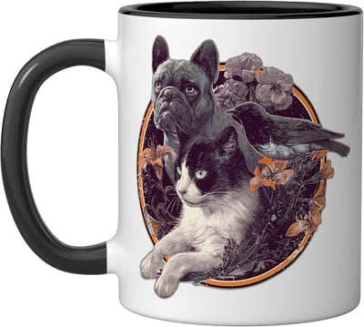 Taza Cerámica Perro Bulldog Francés Gótico Negro/Blanco