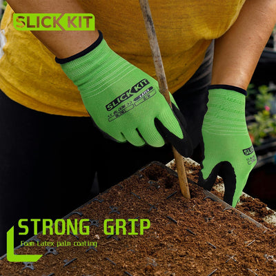 6 Pzas Guantes Jardinería Agarre Goma Forro Transpirable Talla M