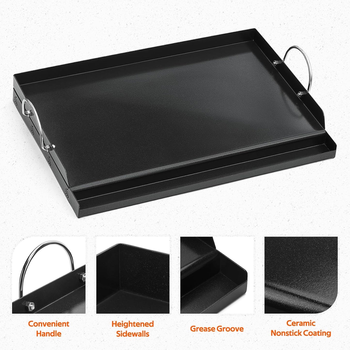 Plancha universal para parrilla antiadherente cerámica 18x12.6pulg