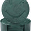 Juego de 6 posavasos de cuero con soporte y diseño en relieve, color verde